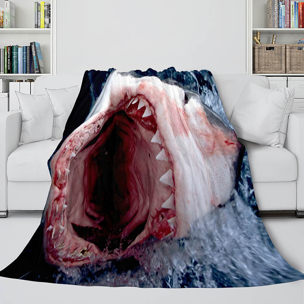 2024 NEW Shark Flannel Blanket Fleece Throw Blanket Wrap Nap Bedding Sets