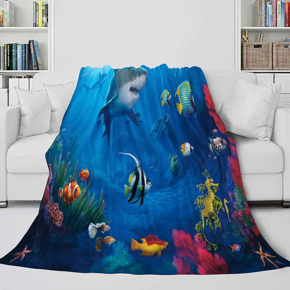 2024 NEW Shark Flannel Blanket Fleece Throw Blanket Wrap Nap Bedding Sets