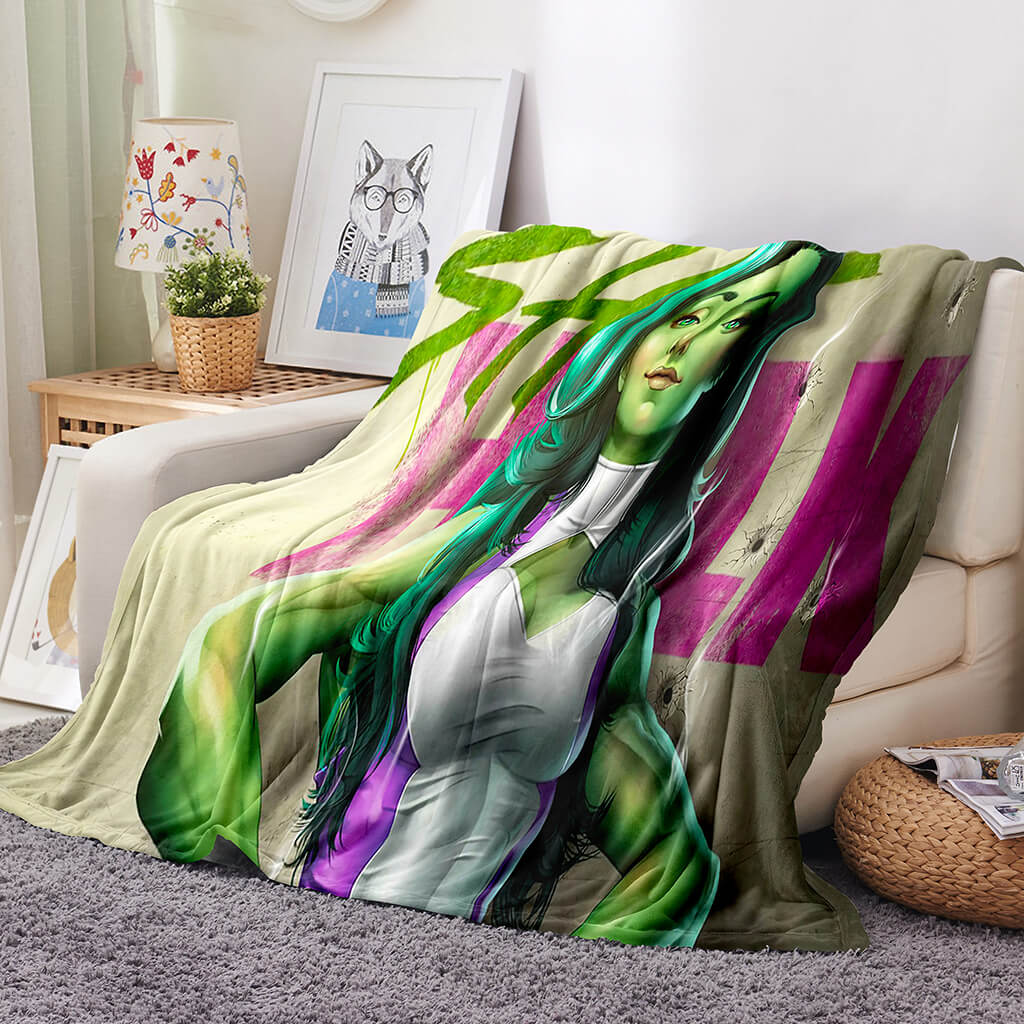 2024 NEW She Hulk Blanket Flannel Fleece Blanket Throw Cosplay Blanket Room Decoration