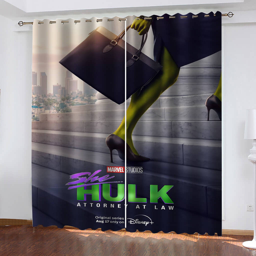 2025 NEW She Hulk Curtains Blackout Cosplay Window Drapes for Room Decoration