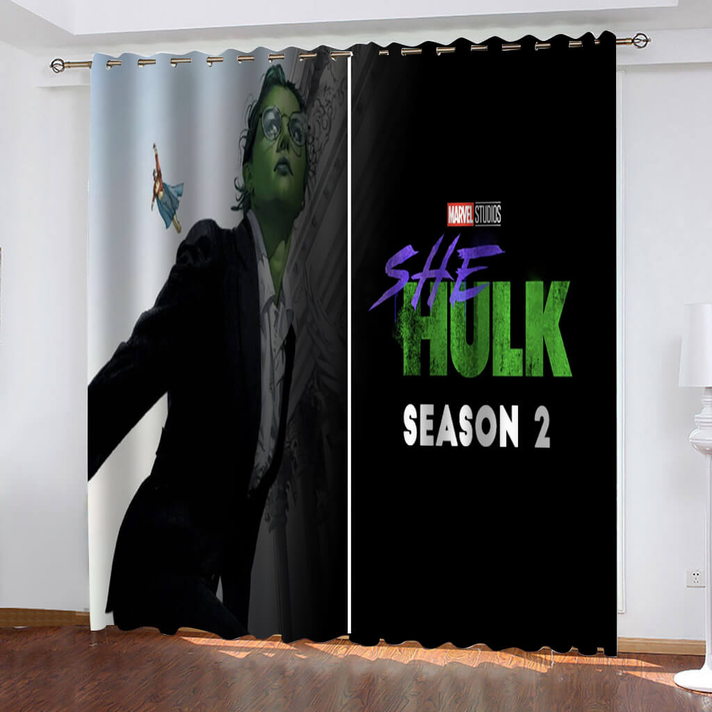 2025 NEW She Hulk Curtains Blackout Cosplay Window Drapes for Room Decoration