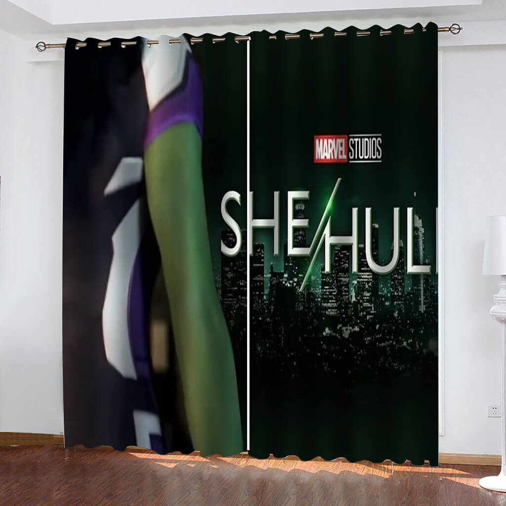 2025 NEW She Hulk Curtains Blackout Cosplay Window Drapes for Room Decoration