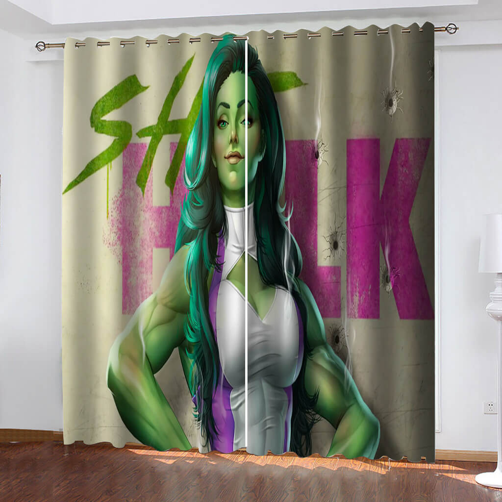 2025 NEW She Hulk Curtains Blackout Cosplay Window Drapes for Room Decoration