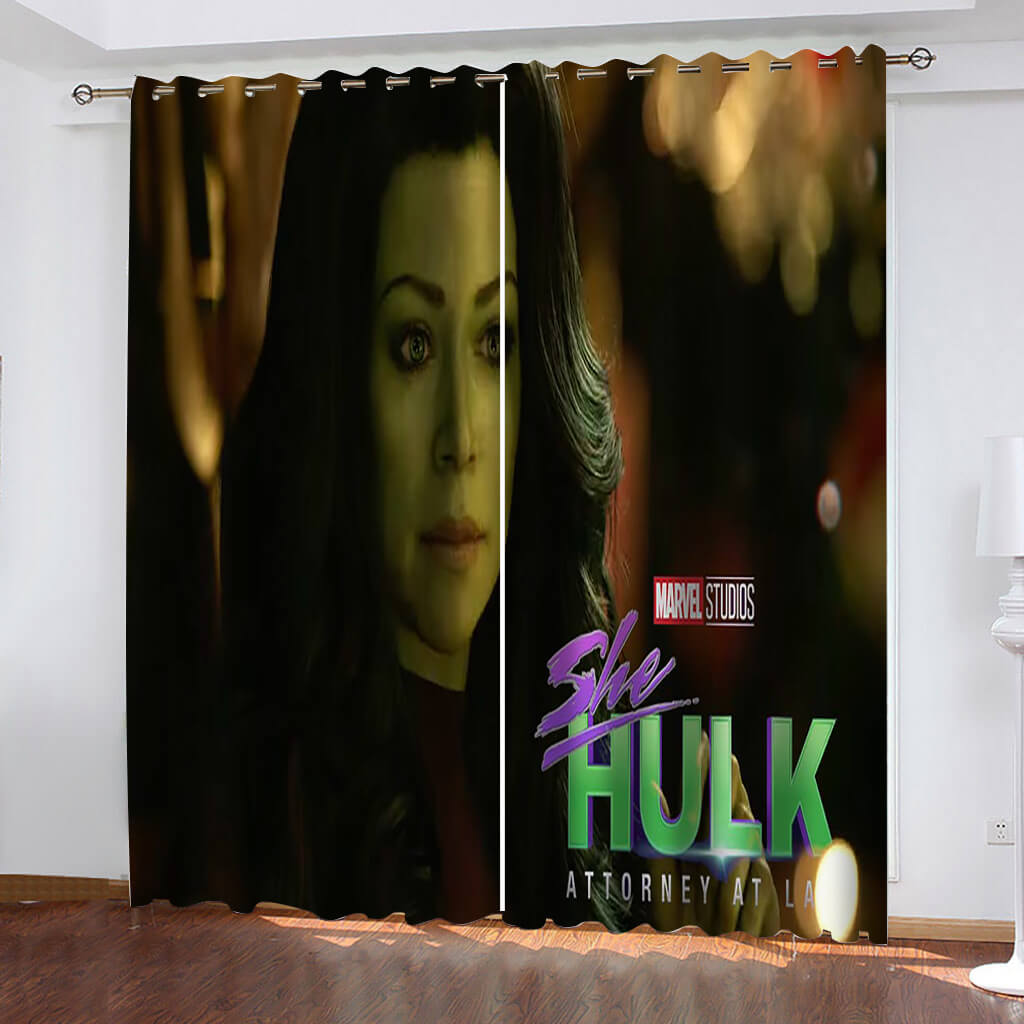 2025 NEW She Hulk Curtains Blackout Cosplay Window Drapes for Room Decoration