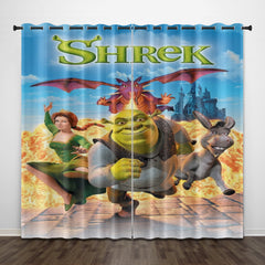 2024 NEW Shrek Curtains Pattern Blackout Window Drapes