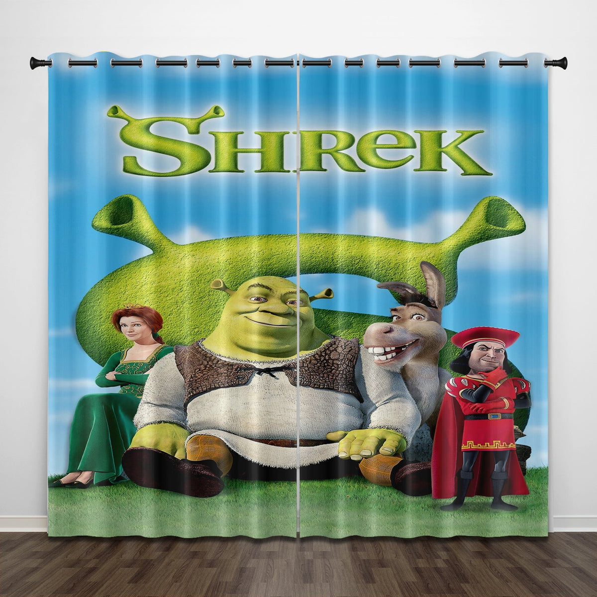 2024 NEW Cartoon Shrek 2 Curtains Pattern Blackout Window Drapes