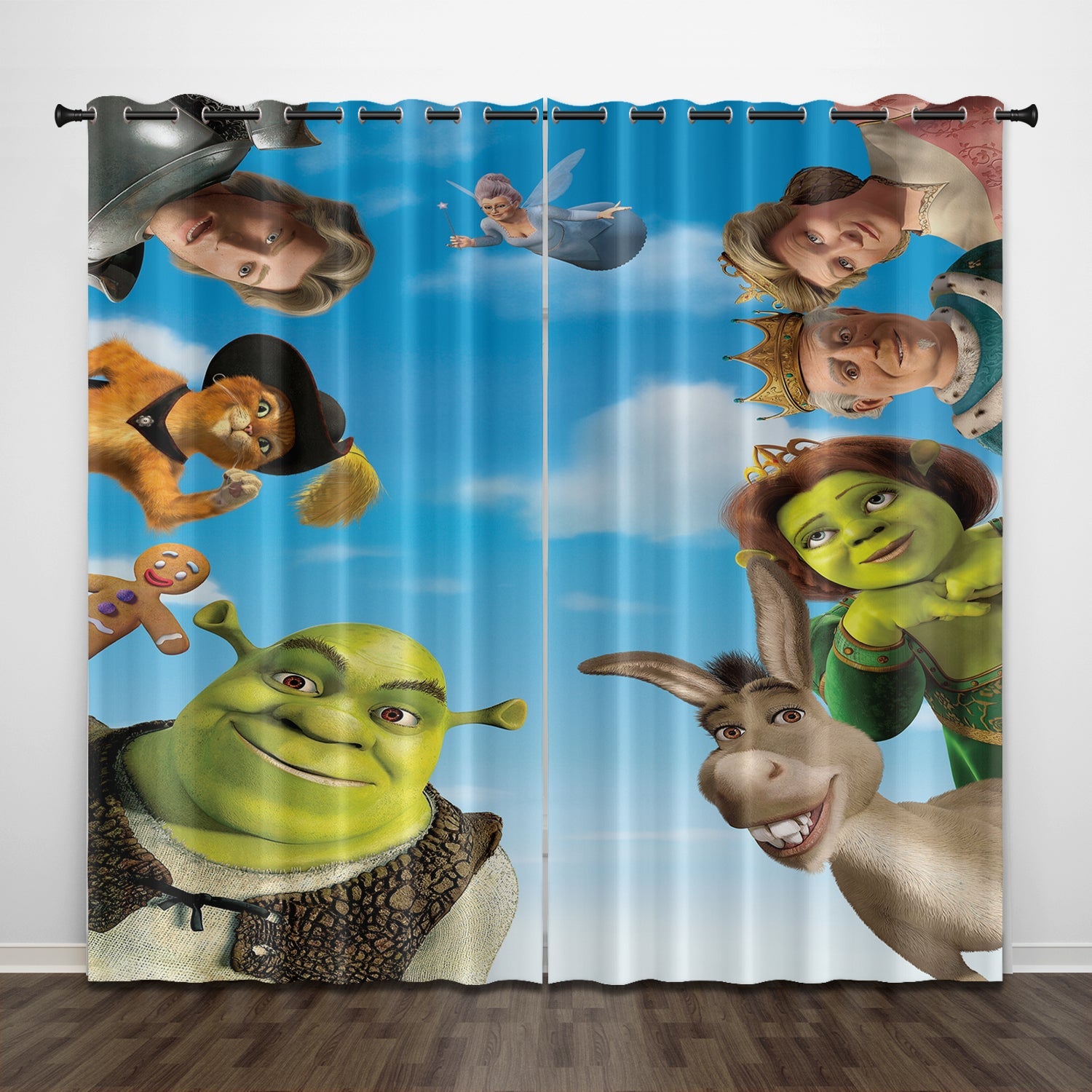 2024 NEW Cartoon Shrek 2 Curtains Pattern Blackout Window Drapes