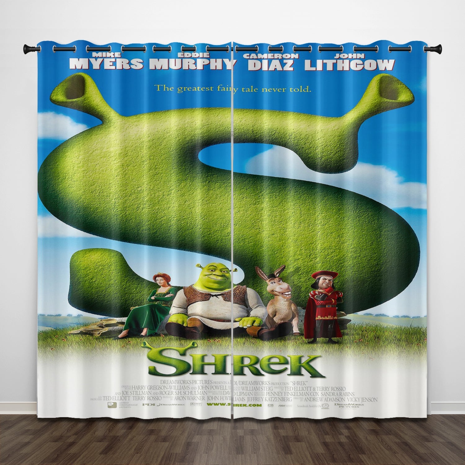 2024 NEW Cartoon Shrek 2 Curtains Pattern Blackout Window Drapes