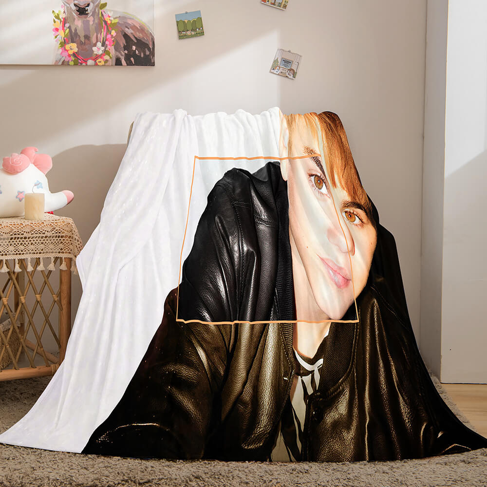 2025 NEW Super Star Justin Bieber Flannel Fleece Throw Blanket