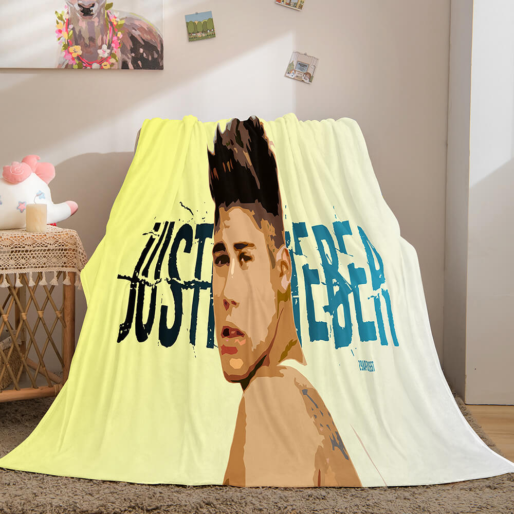 2025 NEW Super Star Justin Bieber Flannel Fleece Throw Blanket