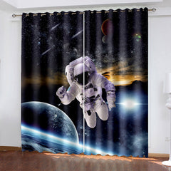 2024 NEW Space Astronaut Alien Curtains Blackout Cosplay Window Treatments Drapes