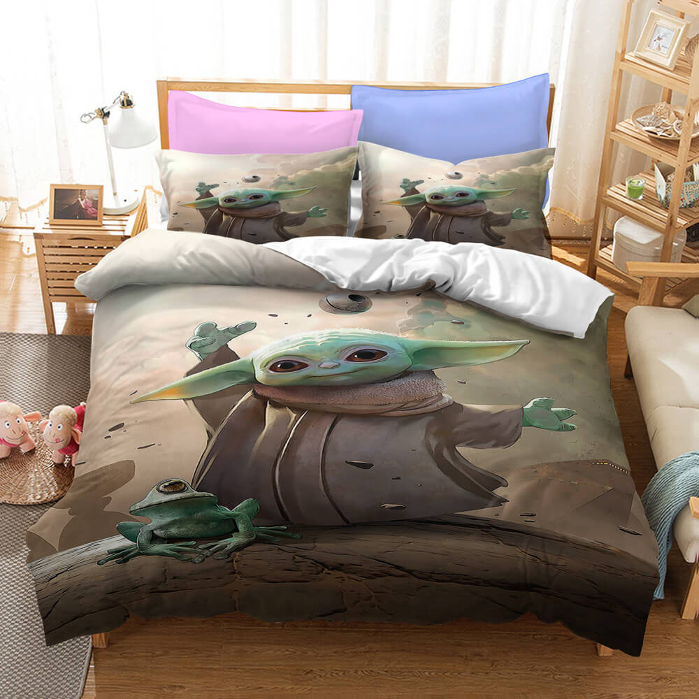 2024 NEW Star Wars The Mandalorian Baby Yoda Bedding Set Duvet Cover Bed Sets