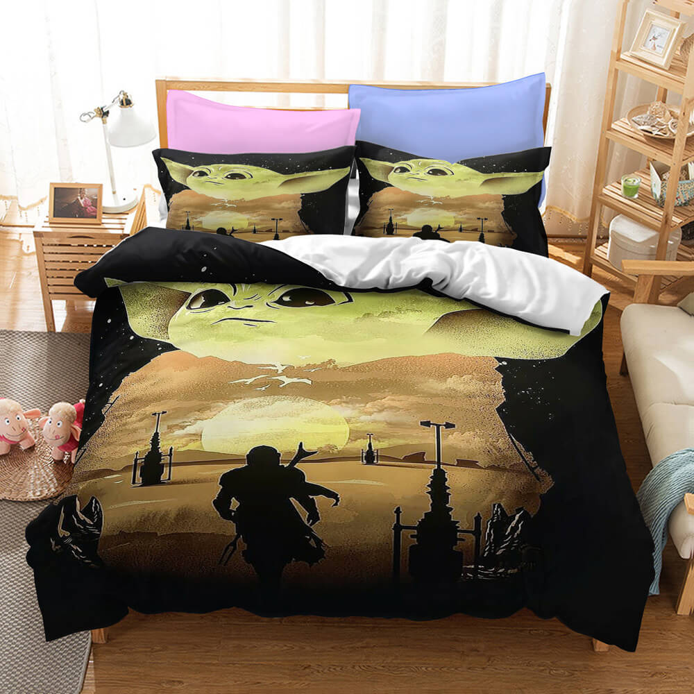 2024 NEW Star Wars The Mandalorian Baby Yoda Bedding Set Duvet Cover Bed Sets