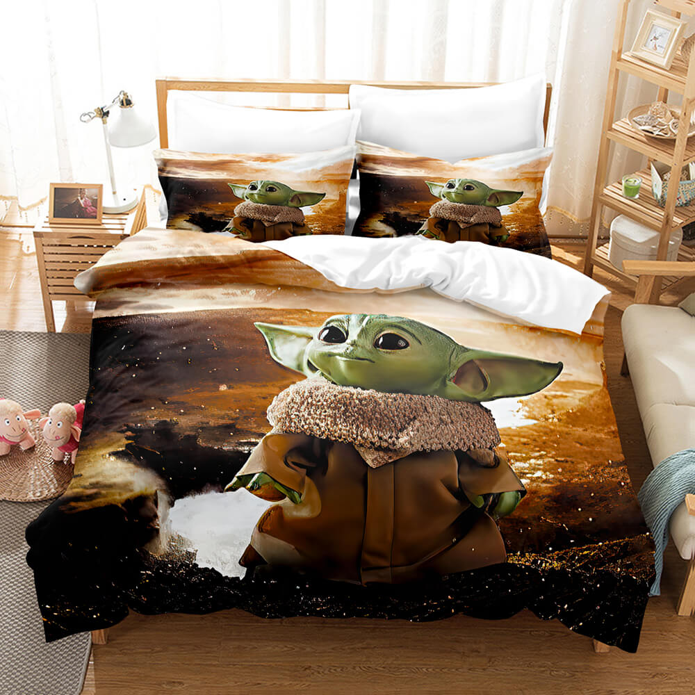 2024 NEW Star Wars Yoda Baby Pattern Bedding Set Quilt Cover Without Filler