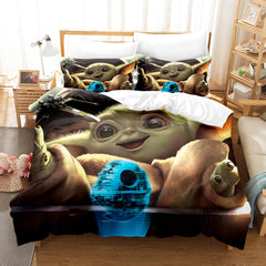 2024 NEW Star Wars Yoda Baby Pattern Bedding Set Quilt Cover Without Filler