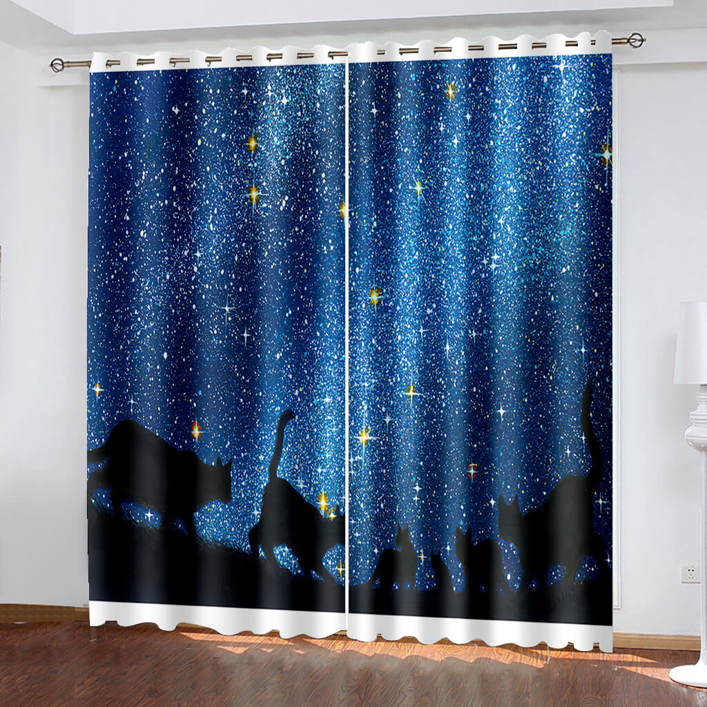 2024 NEW Starry Sky Space Curtains Blackout Window Treatments Drapes Room Decor