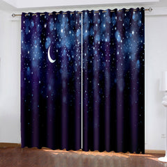 2024 NEW Starry Sky Space Night Scene Curtains Blackout Window Treatments Drapes