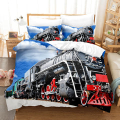 2024 NEW Steam Engine Puff Train Bedding Set Rail Vehicles Quilt Cover Without Filler