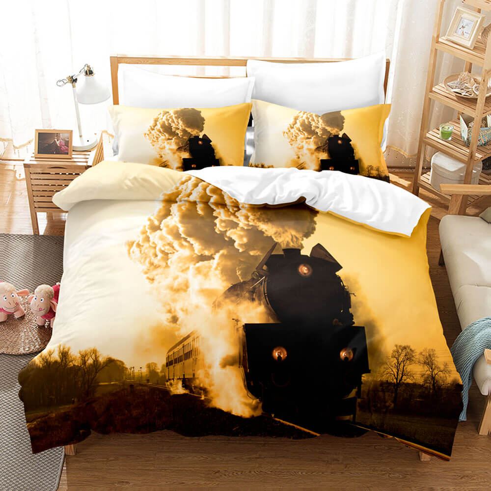 2025 NEW Steam Engine Vintage Locomotive Bedding Set Quilt Covers Without Filler