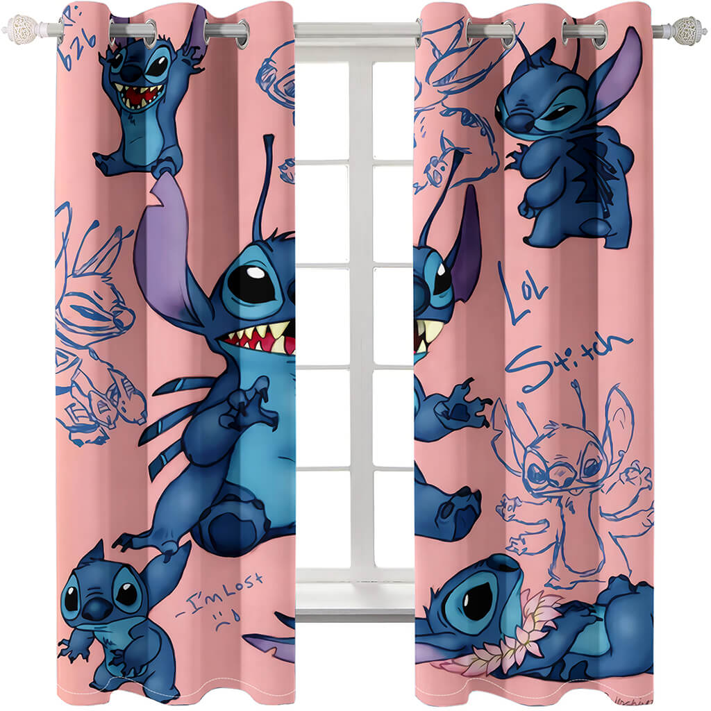 2025 NEW Stitch Curtains Cosplay Blackout Window Treatments Drapes for Room Decor
