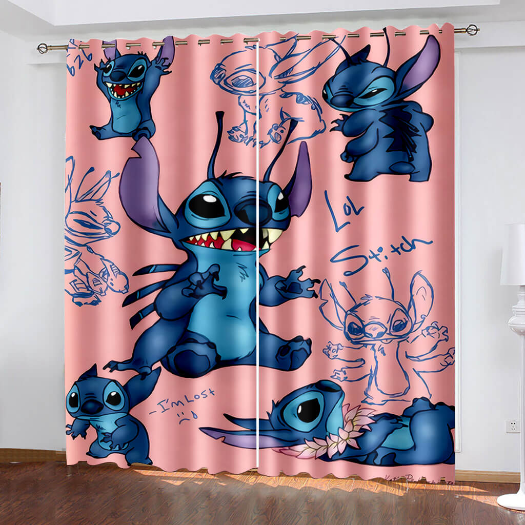 2025 NEW Stitch Curtains Cosplay Blackout Window Treatments Drapes for Room Decor
