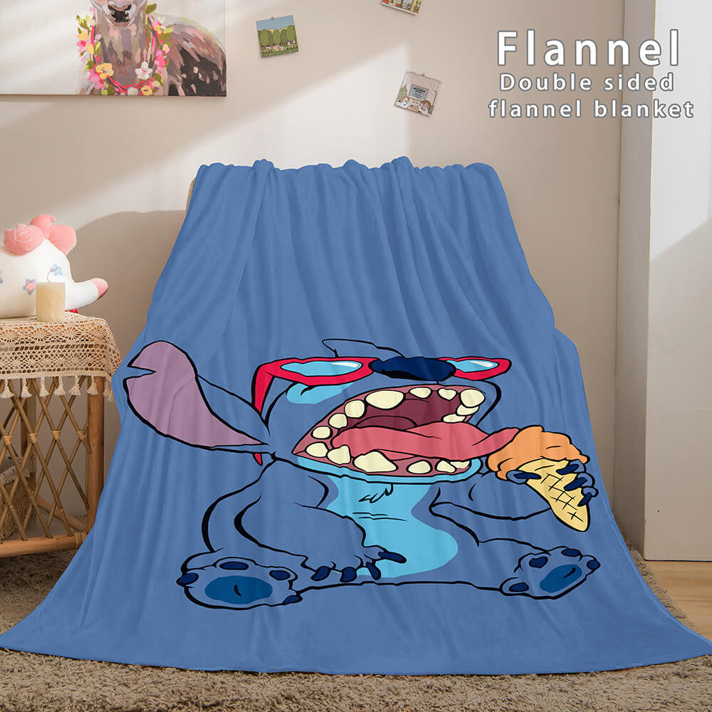 2025 NEW Stitch Flannel Blanket Warm Cozy Bed Blankets Soft Throw Blanket