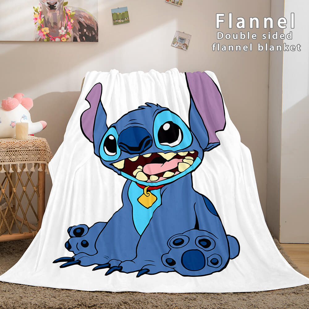2025 NEW Stitch Flannel Blanket Warm Cozy Bed Blankets Soft Throw Blanket
