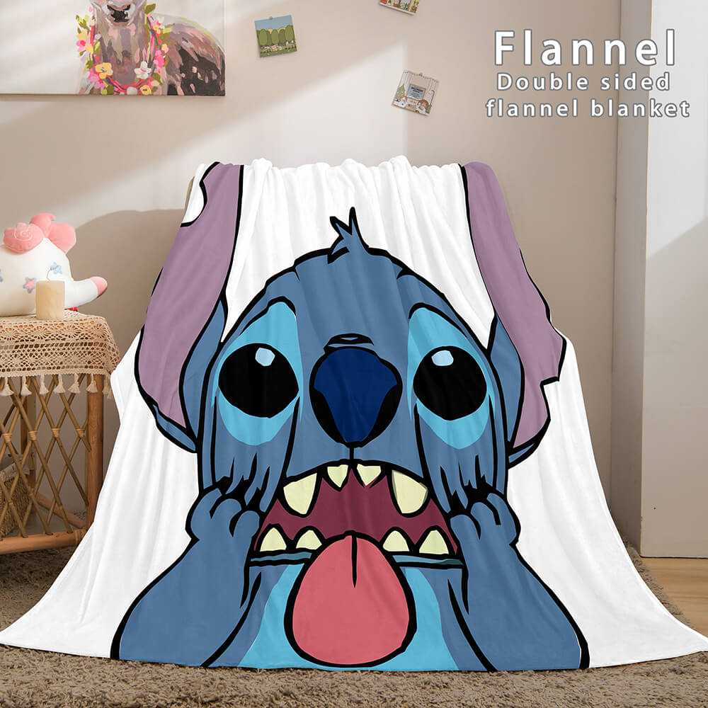 2025 NEW Stitch Flannel Blanket Warm Cozy Bed Blankets Soft Throw Blanket