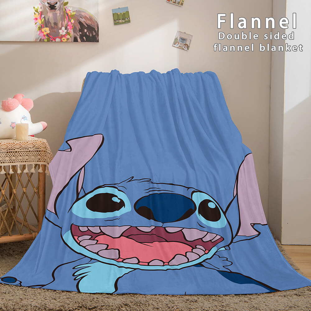 2025 NEW Stitch Flannel Blanket Warm Cozy Bed Blankets Soft Throw Blanket