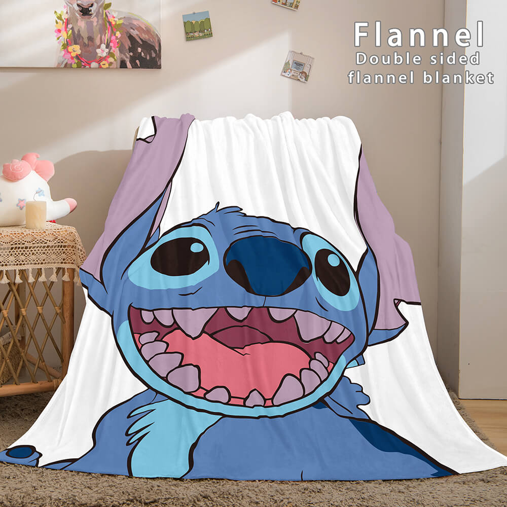 2025 NEW Stitch Flannel Blanket Warm Cozy Bed Blankets Soft Throw Blanket