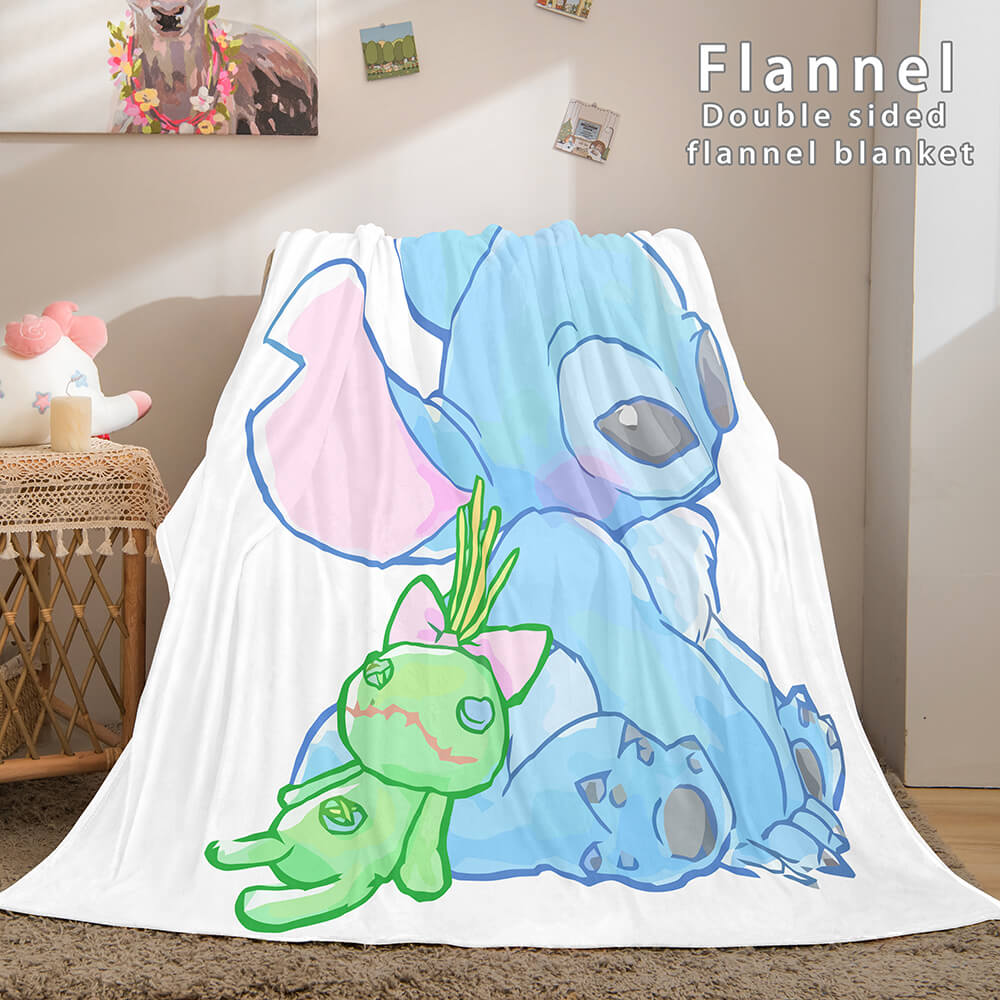 2025 NEW Stitch Flannel Blanket Warm Cozy Bed Blankets Soft Throw Blanket