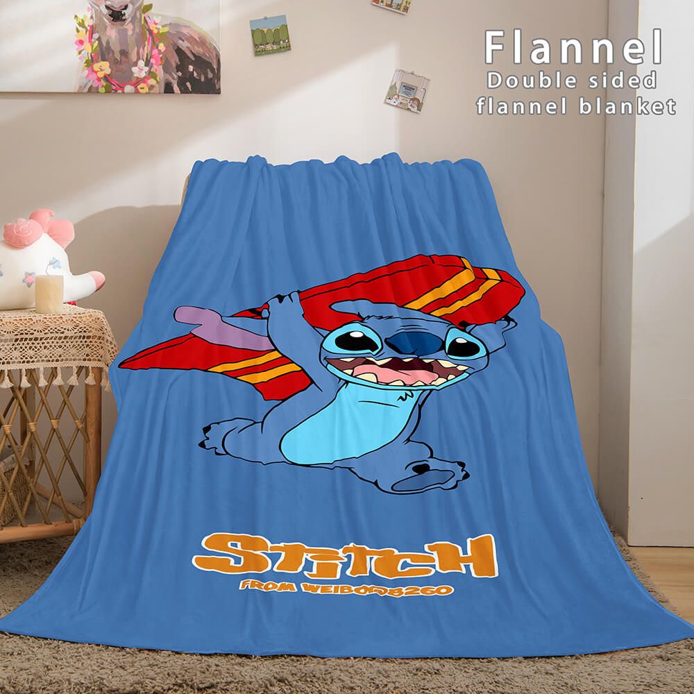 2025 NEW Stitch Flannel Blanket Warm Cozy Bed Blankets Soft Throw Blanket