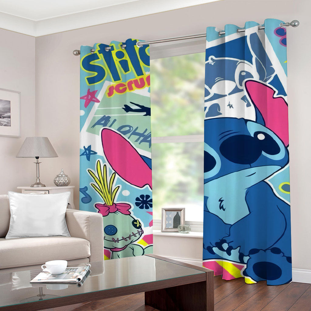 2025 NEW Stitch Pattern Curtains Blackout Window Drapes Decoration