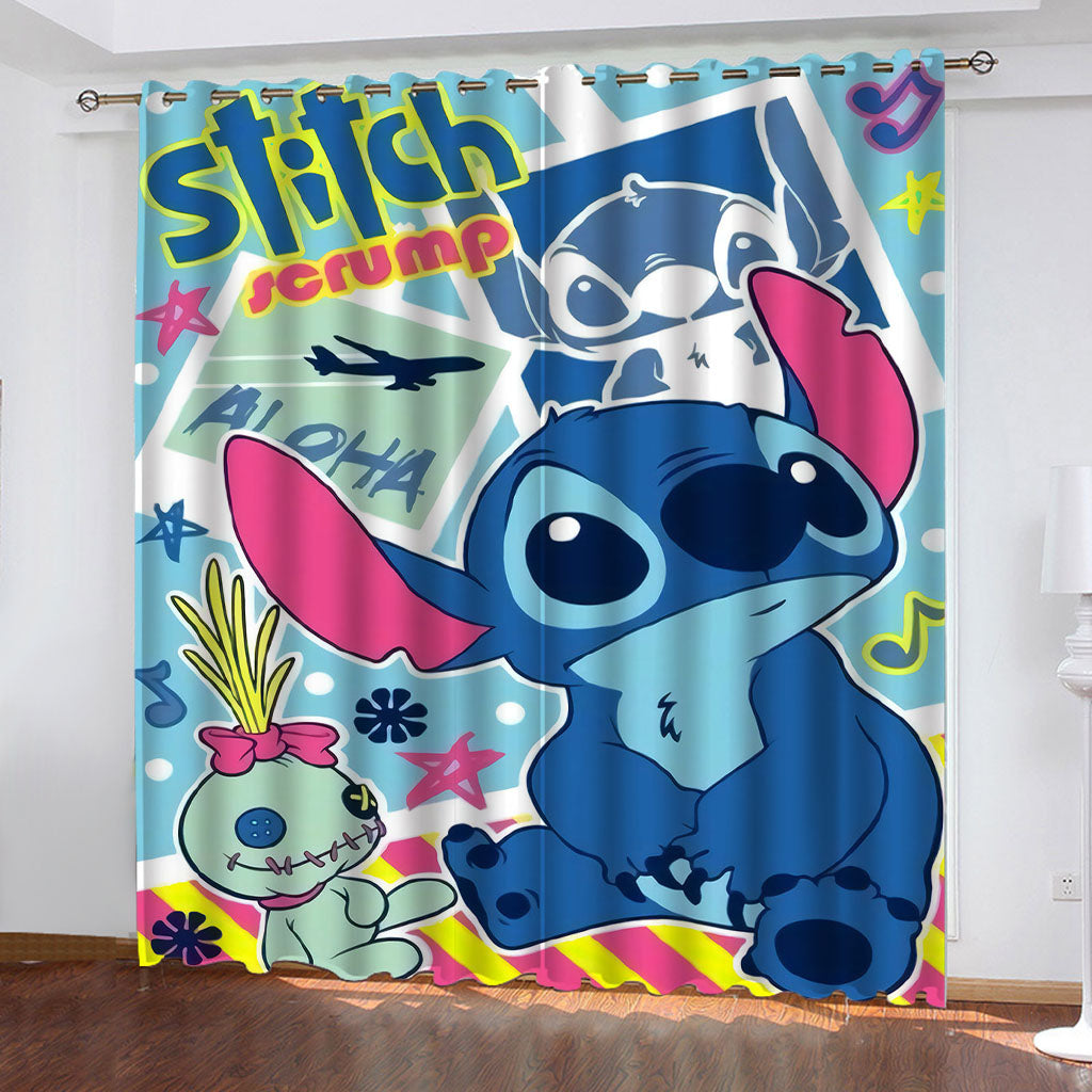 2025 NEW Stitch Pattern Curtains Blackout Window Drapes Decoration