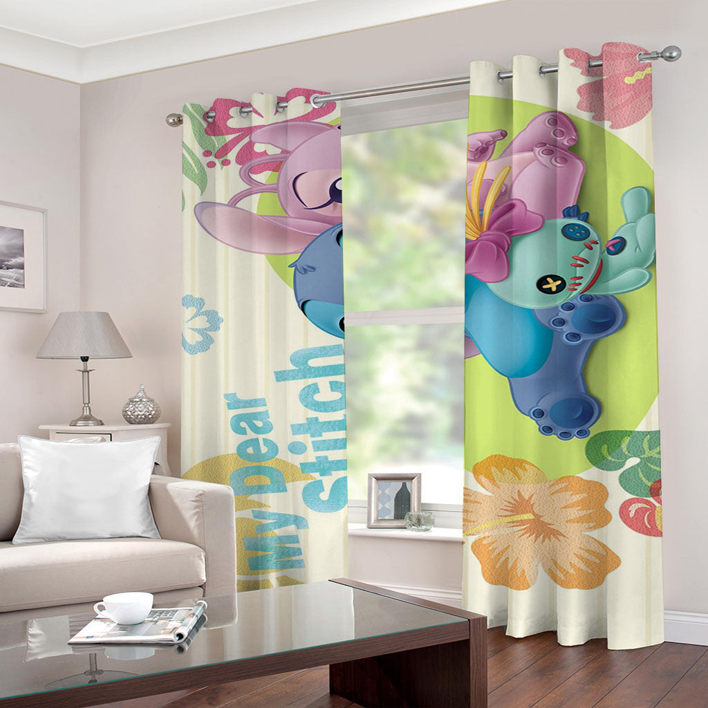 2025 NEW Stitch Pattern Curtains Blackout Window Drapes Decoration