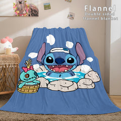 2024 NEW Stitch and Angel Flannel Blanket Cozy Bed Blankets Soft Throw Blanket