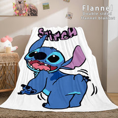2024 NEW Stitch and Angel Flannel Blanket Cozy Bed Blankets Soft Throw Blanket