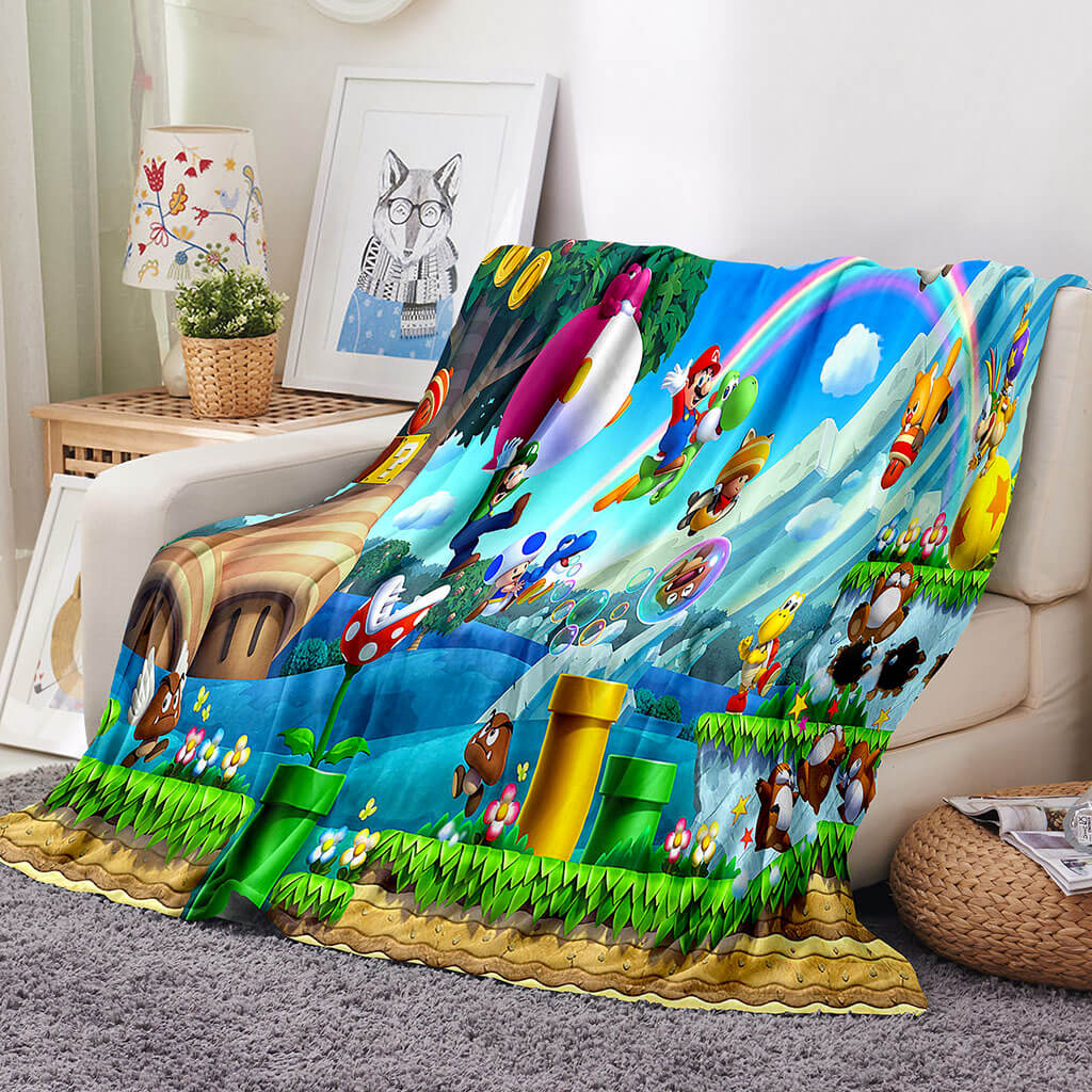 2024 NEW Super Mario Blanket Flannel Throw Room Decoration