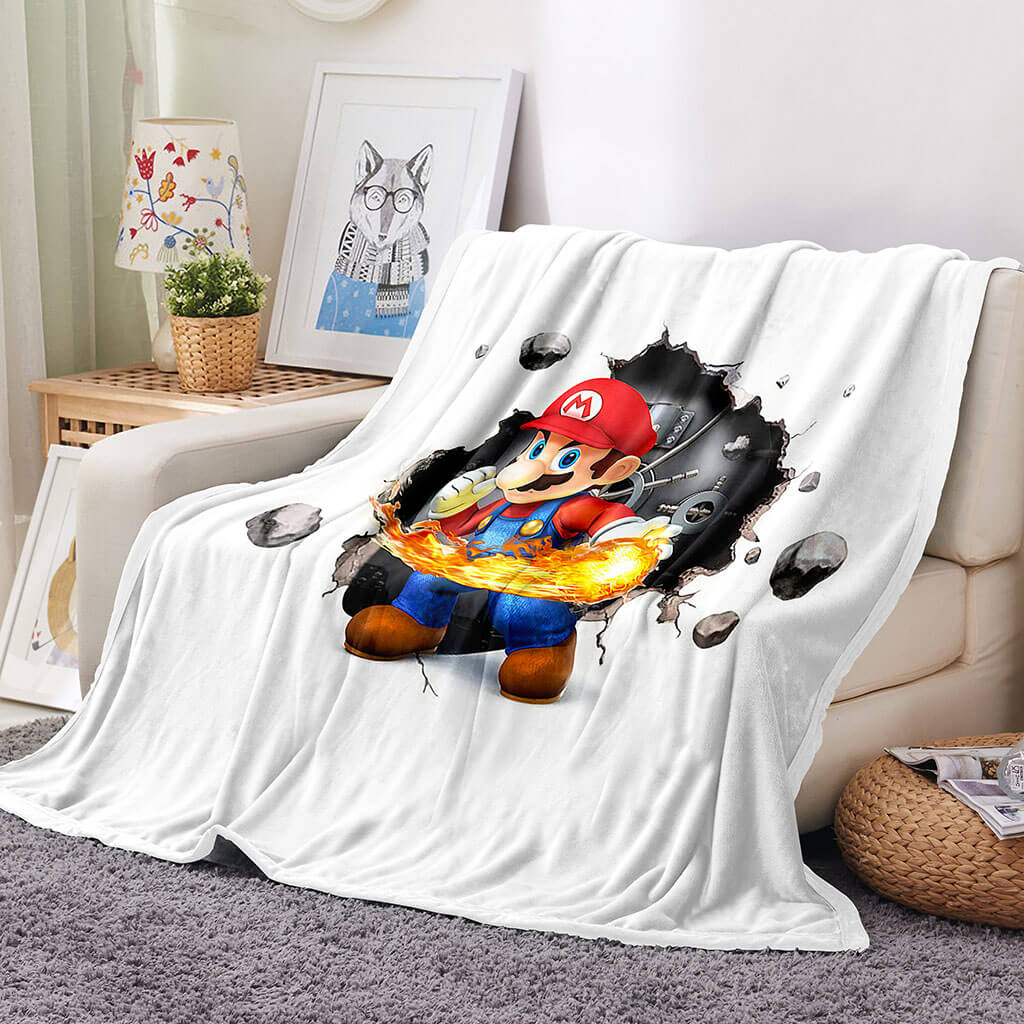 2024 NEW Super Mario Blanket Flannel Throw Room Decoration