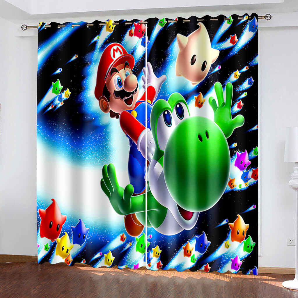 2024 NEW Super Mario Curtains Pattern Blackout Window Drapes