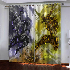 2024 NEW Superhero Black Panther Curtains Blackout Window Drapes