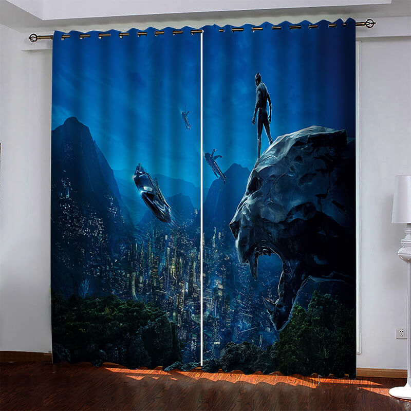 2024 NEW Superhero Black Panther Curtains Blackout Window Drapes