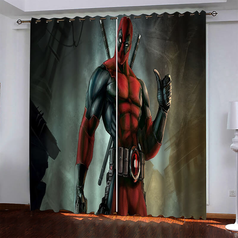 2024 NEW Superhero Deadpool Pattern Curtains Blackout Window Drapes
