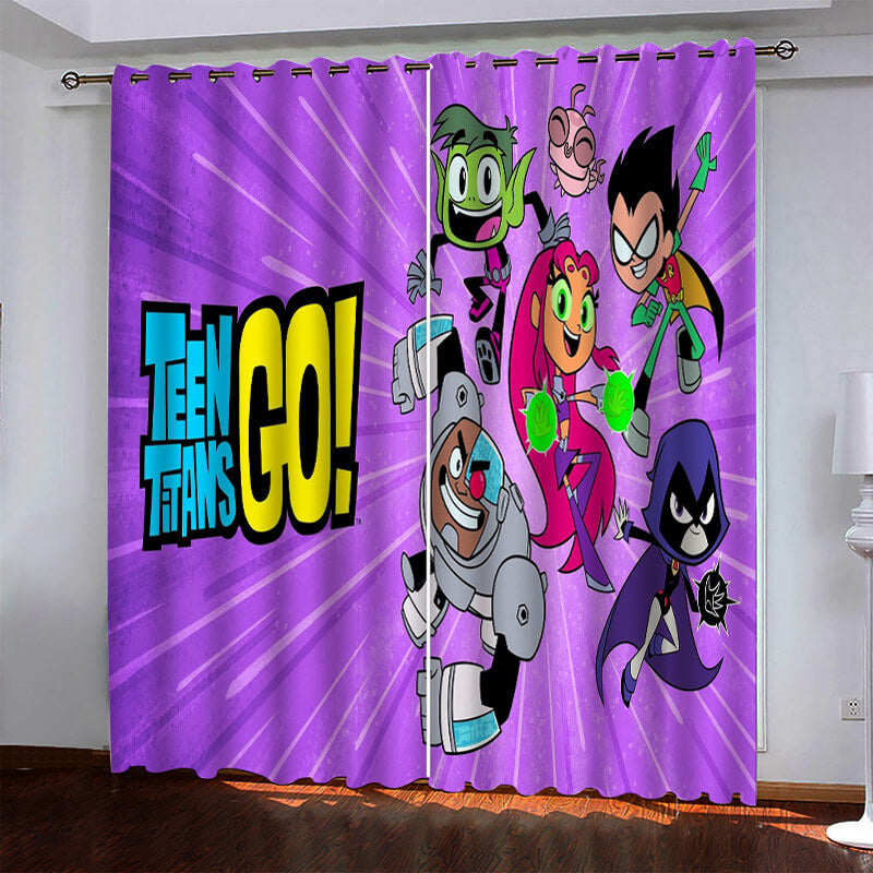 2024 NEW Teen Titans Go Pattern Curtains Blackout Window Drapes