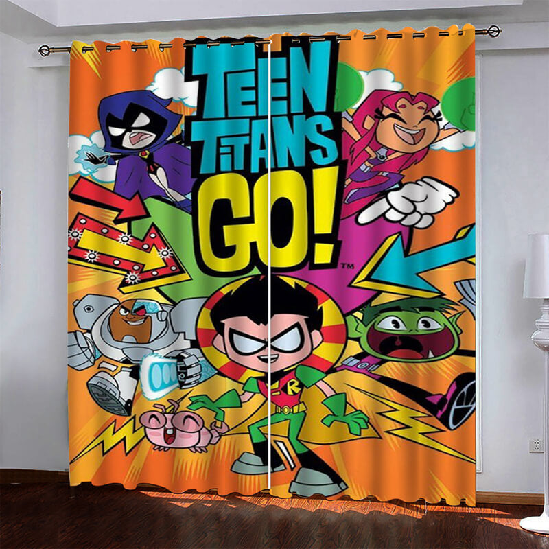 2024 NEW Teen Titans Go Pattern Curtains Blackout Window Drapes