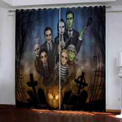 2024 NEW The Addams Family Pattern Curtains Blackout Window Drapes