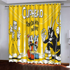 2024 NEW The Cuphead Show Curtains Pattern Blackout Window Drapes