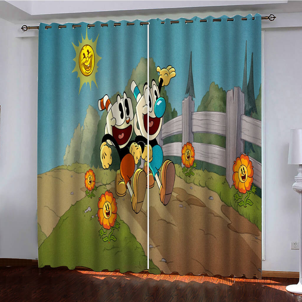 2024 NEW The Cuphead Show Curtains Pattern Blackout Window Drapes