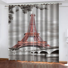 2024 NEW The Eiffel Tower Curtains Cosplay Blackout Window Drapes Room Decoration