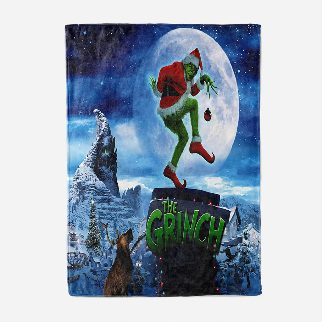 2024 NEW The Grinch Blanket Pattern Flannel Throw Room Decoration